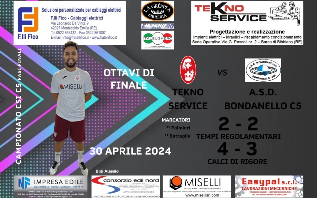 La Tekno Service vince e approda ai quarti di finale
