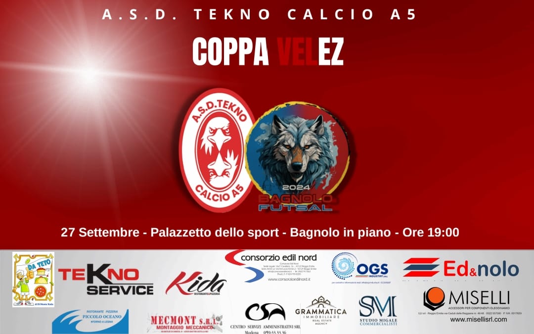 Tekno Calcio a5, debutto in Coppa Velez contro il Futsal Bagnolo